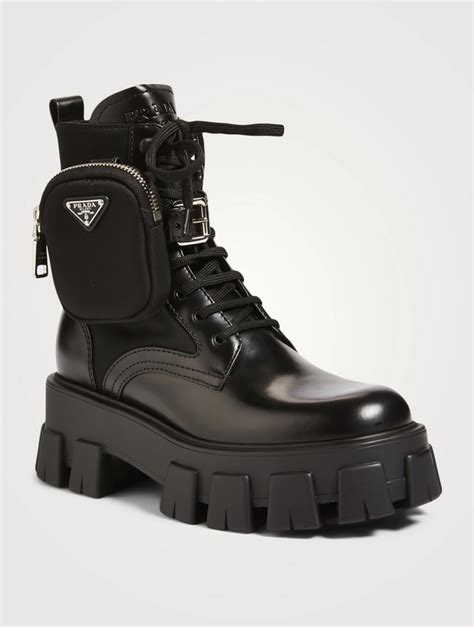 prada womens ankle boots|prada combat boots with pouch.